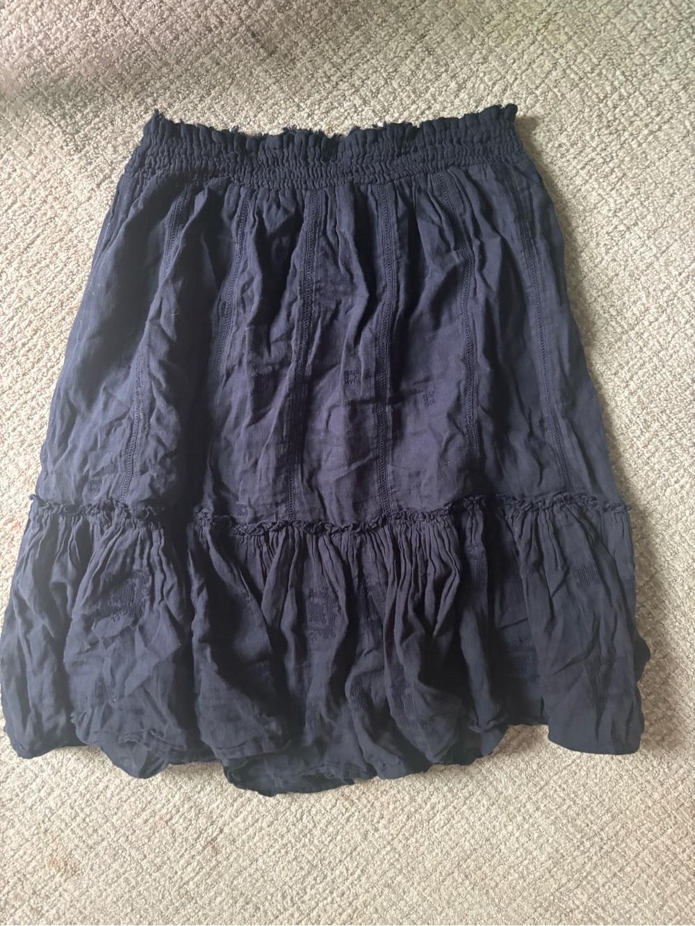 Papillon Navy Tiered Cotton Skirt